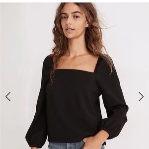 Madewell Crepe Puff Sleeve Top - XS